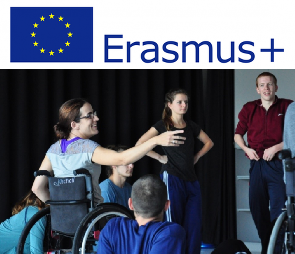 Photo inclusive dance and Erasmus logo
