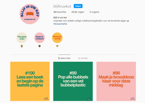 blijf in uw kot instagram